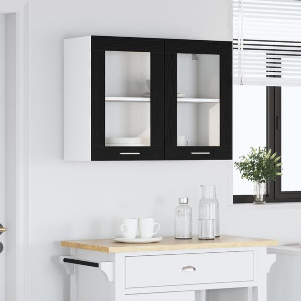 vidaXL Hanging Cabinet Lyon Black Oak 80 x 31 x 60 cm Engineered Wood