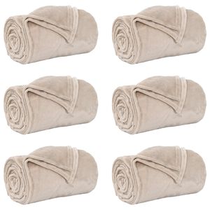 vidaXL Throw Blankets 6 pcs Beige 150 x 200 cm 4.6 kg Fleece