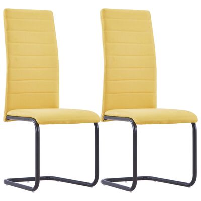 vidaXL Cantilever Dining Chairs 2 pcs Yellow Fabric