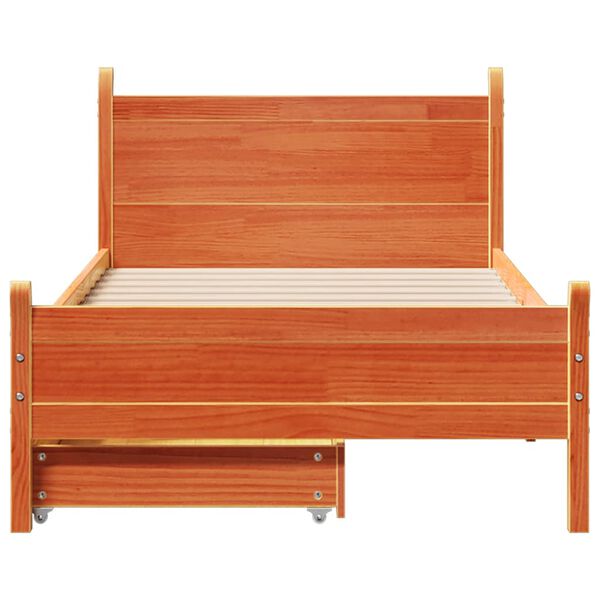 vidaXL Bed Frame without Mattress Wax Brown 100x200 cm Solid Wood Pine