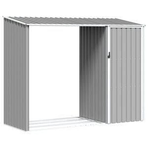 vidaXL Garden Firewood Shed Grey 245x98x159 cm Galvanised Steel