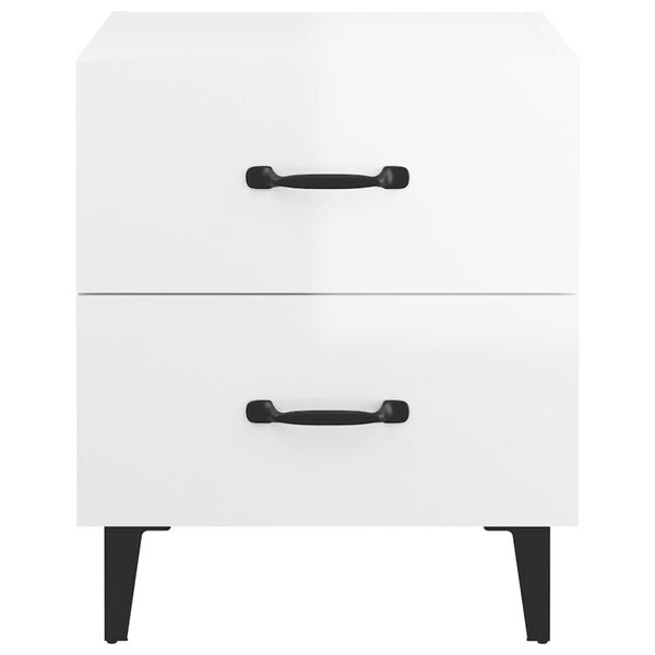 vidaXL Bedside Cabinets 2 pcs High Gloss White 40x35x47.5 cm