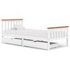 vidaXL Bed Frame without Mattress White Solid Pine Wood 100x200 cm
