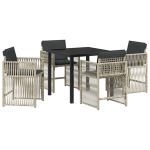 vidaXL Garden Dining Set 5 pcs Light Grey Powder-Coated Steel