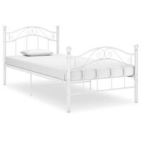 vidaXL Bed Frame White Metal 100x200 cm