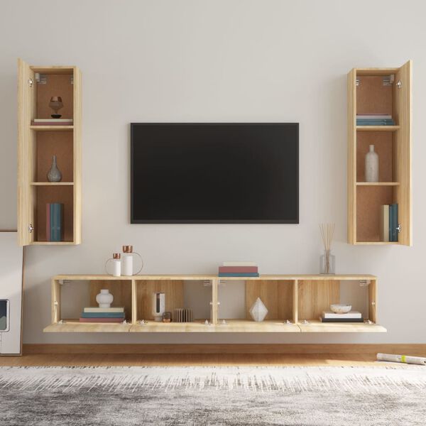 vidaXL 4 Piece TV Cabinet Set Sonoma Oak Engineered Wood