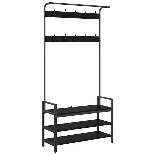 vidaXL Coat Rack with Shelf Black Oak 95 x 34 x 184 cm Engineered wood