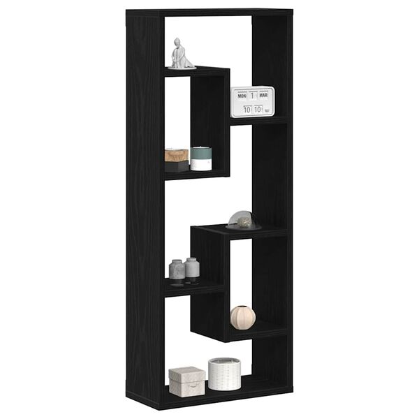 vidaXL Wall Shelf Black Oak 36x16x90 cm Engineered Wood