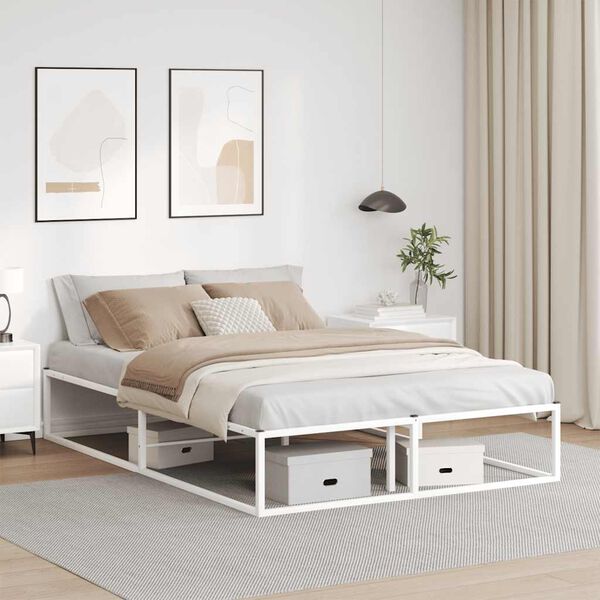 vidaXL Bed Frame without Mattress White 140x200 cm Metal