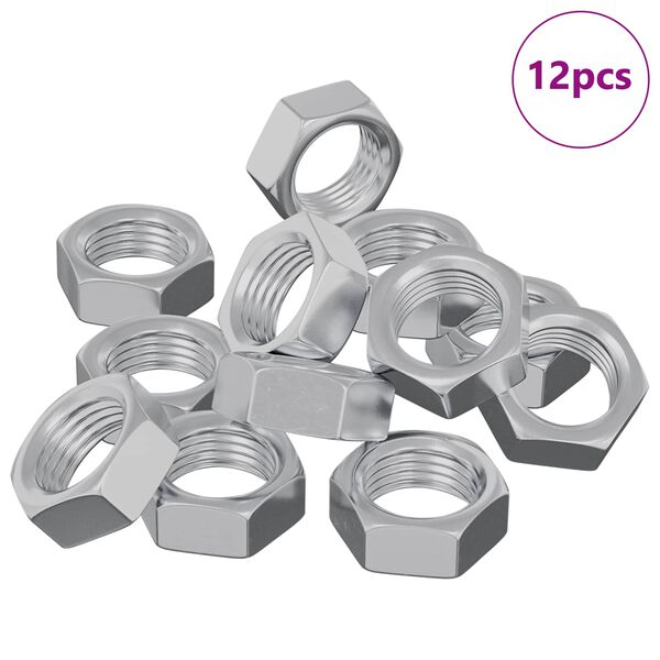 vidaXL Hex Nut 12 pcs Silver M6 Metal
