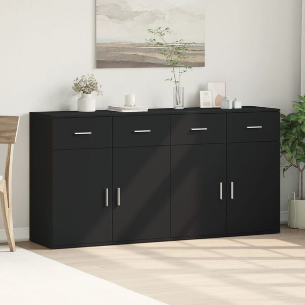 vidaXL Sideboards 2 pcs Black 79x38x80 cm Engineered Wood