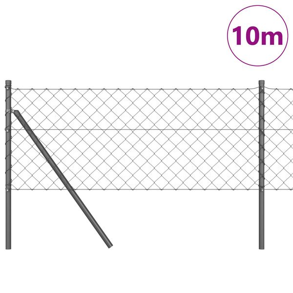 vidaXL Fence Post Grey 10 x 0.4 m (60 x 60 mm mesh) Steel and PVC
