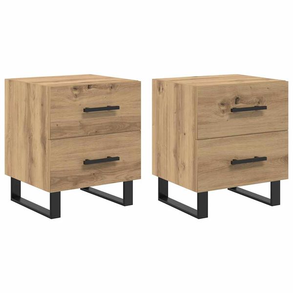 vidaXL Bedside Cabinet with Drawer 2 pcs Artisan Oak 40 x 35 x 47.5 cm