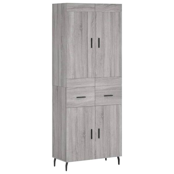 vidaXL Highboard Grey Sonoma 69.5x34x180 cm Engineered Wood