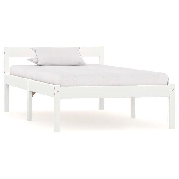 vidaXL Bed Frame without Mattress White Solid Pine Wood 90x200 cm