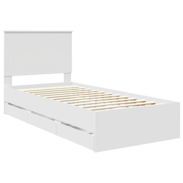 vidaXL Bed Frame with Drawer White 90 x 200 cm Engineer Wood