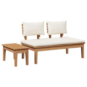 vidaXL Garden Bench 2 pcs Cream and Brown Solid Teak wood