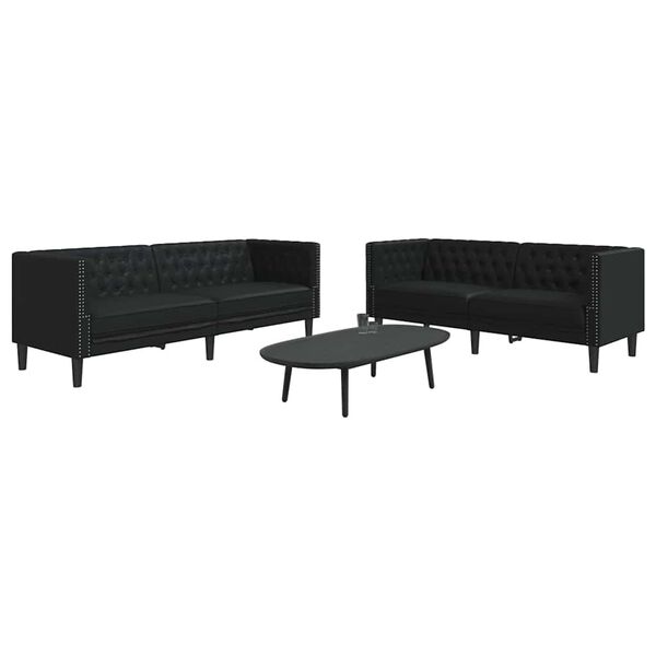 vidaXL Living Room Couch 2 pcs Black 194 x 74.5 x 70.5 cm Faux Leather