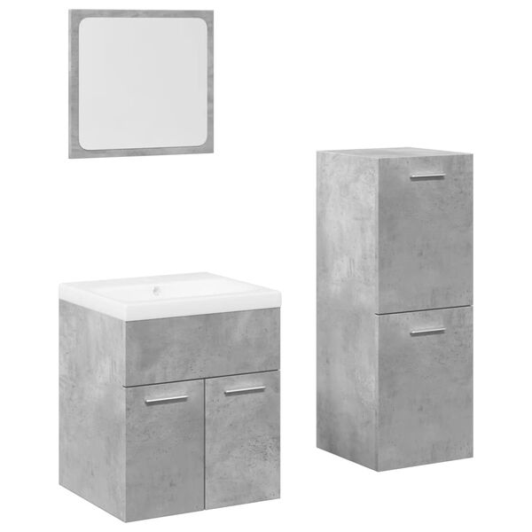 vidaXL 4 Piece Bathroom Furniture Set Concrete Grey Engineered Wood