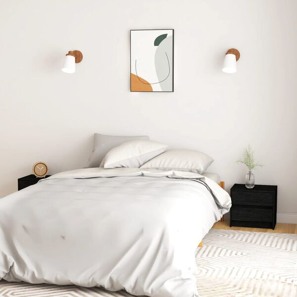 vidaXL Bedside Cabinets 2 pcs Black 40x30.5x35.5 cm Solid Pine Wood