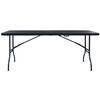 vidaXL Folding Garden Table Black 180x75x72 cm HDPE Imitation Rattan