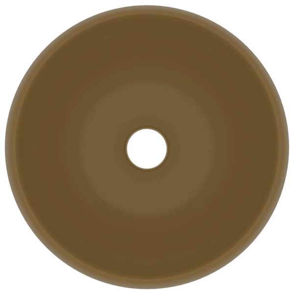 vidaXL Luxury Wash Basin Round Matt Cream 40x15 cm Ceramic