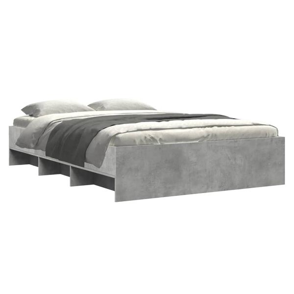 vidaXL Bed Frame without Mattress Concrete Grey 140x200cm Engineered Wood