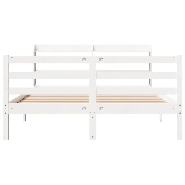 vidaXL Bed Frame with Headboard without Mattress White 120x200 cm
