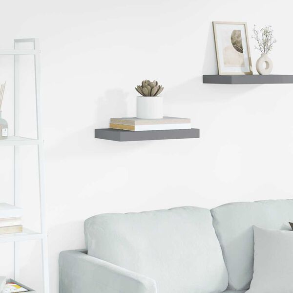 vidaXL Floating Wall Shelf Grey 40x23x3.8 cm MDF