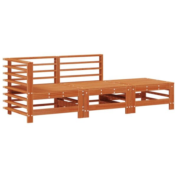 vidaXL Sectional Sofa Units 3 Piece Wax Brown Solid Pine Wood