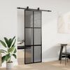 vidaXL Sliding Door with Hardware Set Black 76x205 cm Tempered Glass