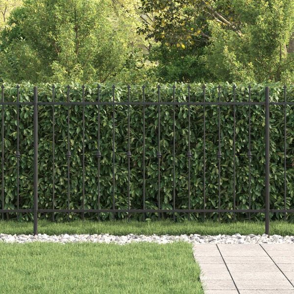 vidaXL Spike Fence Black 200 x 166 cm Powder-Coated Steel