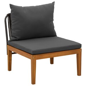 vidaXL Garden Middle Sofa with Cushions Solid Acacia Wood & Rope