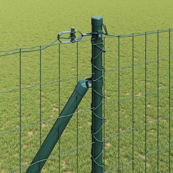 vidaXL Fence with Post Green 1.6 x 10 m Steel and PVC
