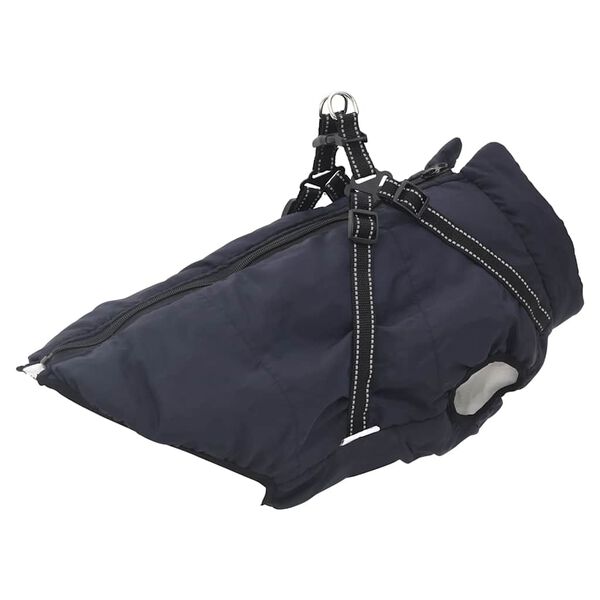 vidaXL Dog Coat with Harness Waterproof Reflective Navy Blue 6XL