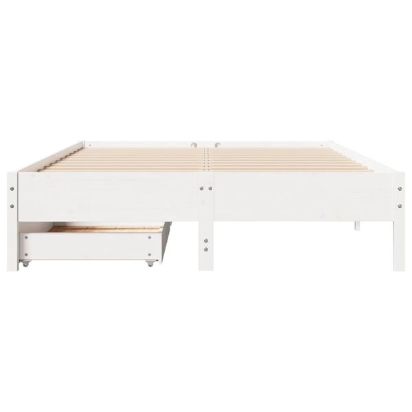 vidaXL Bed Frame without Mattress White 150x200 cm King Size Solid Wood Pine