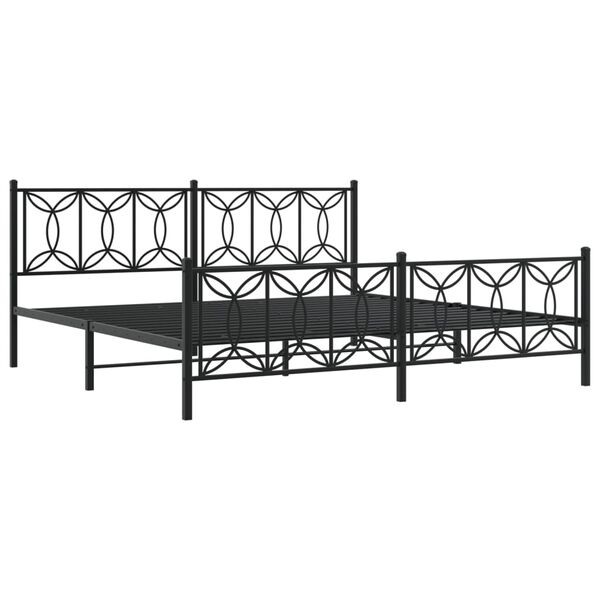 vidaXL Metal Bed Frame without Mattress with Footboard Black 193x203cm