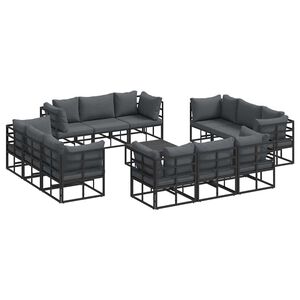 vidaXL Garden Sofa Set with Cushion 13 pcs Black Aluminium