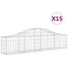 vidaXL Arched Gabion Baskets 15 pcs 200x30x40/60 cm Galvanised Iron
