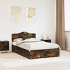 vidaXL Bed Frame with Drawer Smoked Oak 120 x 190 cm Engineered Wood
