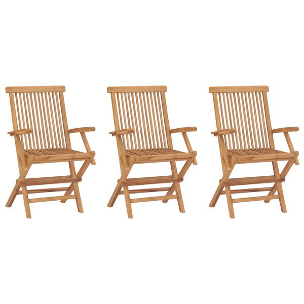 vidaXL Folding Garden Chairs 3 pcs Solid Teak Wood