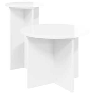 vidaXL Side Table Set 2 pcs High Gloss White &Oslash; 45 x 35 cm