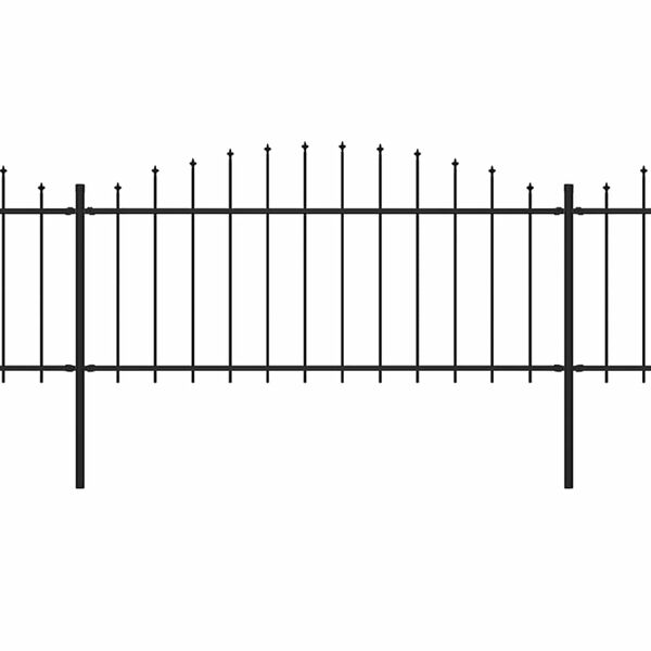 vidaXL Garden Fence with Spear Top Steel (0.5-0.75)x3.4 m Black