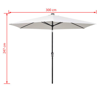 vidaXL LED Cantilever Umbrella 3 m Sand White
