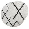 vidaXL Shaggy Rug PAMPLONA High Pile Modern Cream and Black Ø 120 cm