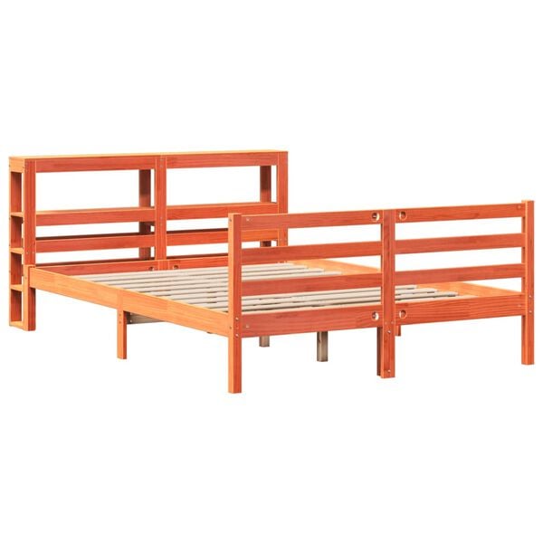 vidaXL Bed Frame without Mattress Wax Brown 140x200 cm Solid Wood Pine