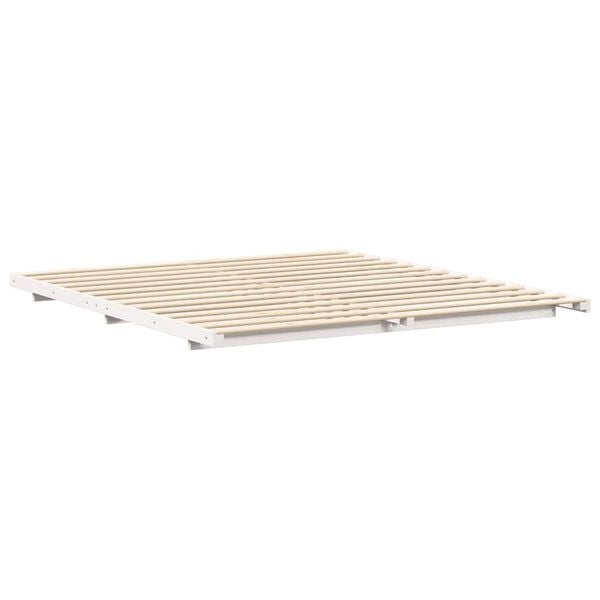 vidaXL Floor Bed Frame White 200 x 210 cm Solid pine wood