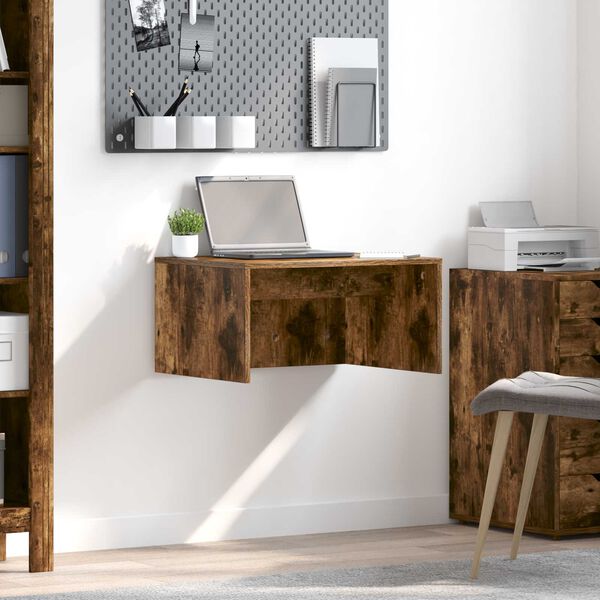 vidaXL Wall-Mounted Desk Smoked Oak 60 x 45 x 30 cm Engineered Wood
