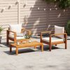 vidaXL 3 Piece Garden Sofa Set with Cushions Solid Wood Acacia
