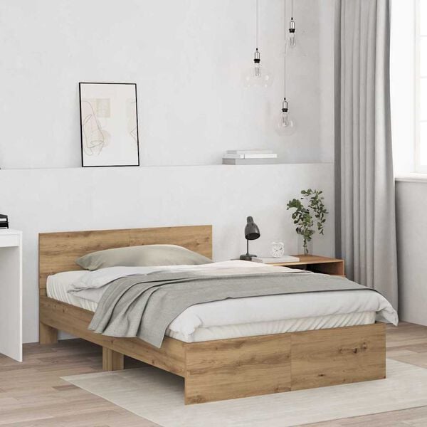 vidaXL Bed Frame Artisan Oak 193 x 125 x 70 cm Engineered Wood